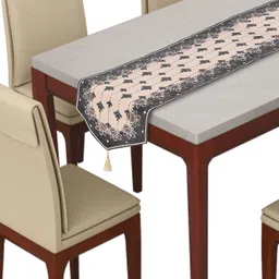 Kuber Industries Brown Printed Velvet Dining Table Runner-48