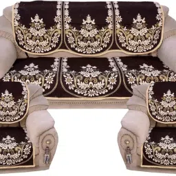 Cotton Floral 3+2 Seater Sofa Cover-image-89