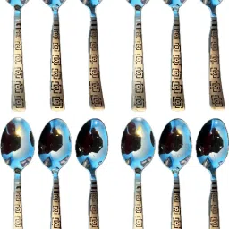 12 PCS OF LASER DESING MATT FINISH SPOONS STAINLESS STEEL Stainless Steel Table Spoon, Tea Spoon Set-image-12