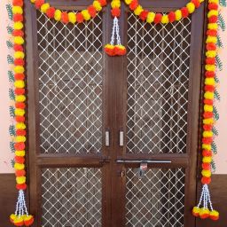 Artificial Marigold Flowers and Tuberose Door Hangings (Yellow & Orange ) Toran-image-1
