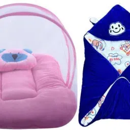 Fibre Kids Washable Combo Bedding Set Protective Mosquito Net and Blanket For New Born Comfortable Mosquito Net-image-1