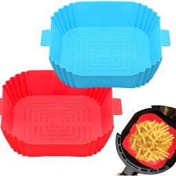 Square Reusable Air Fryer Silicone Basket (Multi Color, 1 pcs) Airfryer Tray-picture-13
