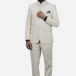 gargian master cut Men Mandarin Collar Solid Suit-picture-9
