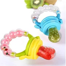 Pack of 2 BPA-Free Silicone Food Nibbler for Fruit and Veggie with Rattle Handle Feeder-4