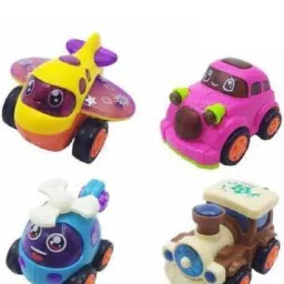 Unbreakable Set of 4 Friction Powered Automobile Car Helicopter Plane Train-1