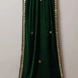 Velvet Self Design, Embroidered Green Women Dupatta-image-58
