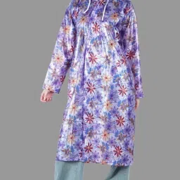 Floral Print, Solid Women Raincoat-image-39