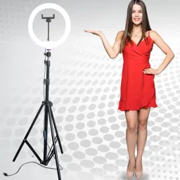 airtech Big LED Ring Light 10' Inches With 7 Feet Tripod For Making Reels Videos, You tube , Mx-Takatak And Photoshoot With Camera & Smart Phone Tripod Kit-19