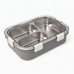 Bento Style Stainless Steel Lunch Box for Kids & Adults – Compact & Durable 3 Containers Lunch Box-image-6