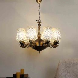 new era Hudson Multicolour Iron 8 Lights Chandelier-picture-48