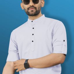 Men Solid Cotton Blend Straight Kurta-image-34