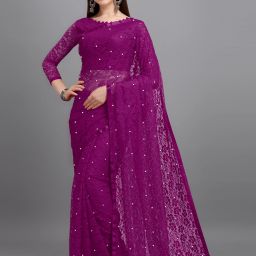Self Design Bollywood Net Saree-image-51