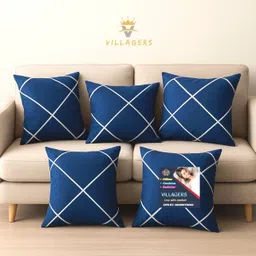 villagers Premium Cushion Set | (16x16 inch) Polyester Fibre Abstract Bolster Pack of 5-picture-19