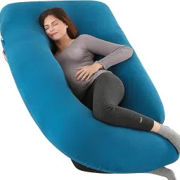 J-Shaped Pregnancy Pillow-Full Body Maternity Support with Washable Velvet Cover Polyester Fibre Stripes, Solid Pregnancy Pillow Pack of 1-image-80