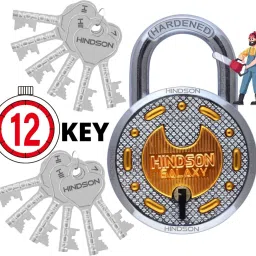 Lock with 12 Keys Brass Round 65mm Lock and Key, 8 Lever Padlock Padlock-image-22