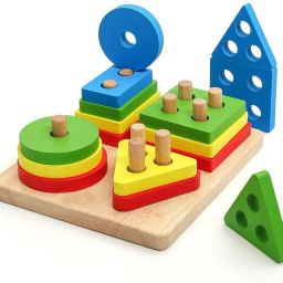 Wooden Sorting Stacking Toy Shape Colour Recognition Preschool Learning Board-image-45