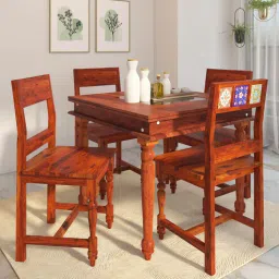 mudramark from pepperfry Siramika Sheesham Wood 4 Seater Dining Set In Honey Oak Finish-picture-10