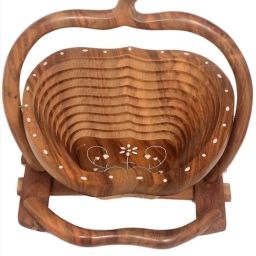 Fruits & vegetables Basket with handle for kitchen /dinning table Wooden Fruit & Vegetable Basket-image-0