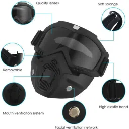 100% New Black Goggle Face Mask Anti Scratch UV Protective Face | Eyewear, Windproof Dirt Shield With Soft Foam Padded Detachable Safety Goggle2 Safety Visor-image-77