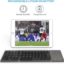 VOOCME Foldable Bluetooth Keyboard, Wireless Bluetooth Keyboard with Touchpad Compatible with iOS, Windows, Android Smartphones, Tablets, Laptops and more Laptop Accessory image 4