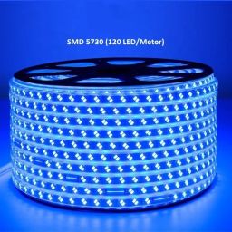 LED Ceiling Light (20 Mtr. Roll) Cove Rope Light, Strip Light, Double Row SMD 5730 LED (Genuine 72 LEDs/Mtr), Waterproof IP67 & Flexible With Free AC Adaptor Plug, Direct 220v AC, Super Bright BLUE Color. Recessed Ceiling Lamp-25