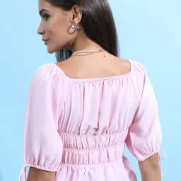 Casual Regular Sleeves Self Design Women Pink Top-image-80