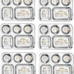 Pack of 6 Steel Heavy Bhojan Thali/Dinner Plate with 5 Compartment (Rust Free) (Crack Warranty) Dinner Set-image-10
