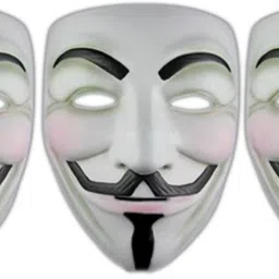 Anonymous Face Mask White Gift Set - Of 3 Pcs Party Mask-image-79