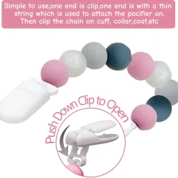 hasthip 2Pcs Pacifier Chain with Pacifier Clips, Baby Teether Holder Belt Pacifier Clip Teether image 4