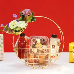 METAL HAMPER BASKET FOR GIFTING, CHOCOLATE GIFTING BASKET (ROUND) Iron Fruit & Vegetable Basket-image-32