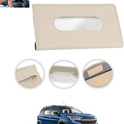Beige Leatherite Rectangle Shape Fancy Design Tissue Dispencer For Car-244 Vehicle Tissue Dispenser-10