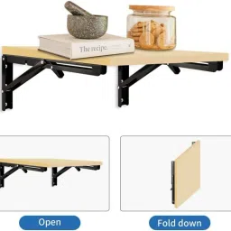 rexmon Folding Shelf Brackets-Heavy Duty Metal Collapsible Shelf Bracket 1 Pair 12inch Shelf Bracket image 3