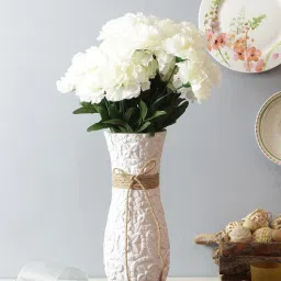 fourwalls White Fabric Decorative Carnation Bunch Artificial Flowers-picture-17