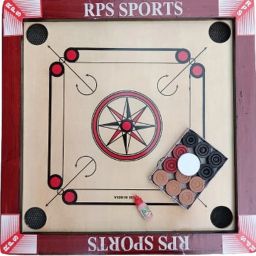 RED 20Inch Carrom Board with 24 Wooden|Coins Glossy Finish for Teens & Kids 4 cm Carrom Board-image-21
