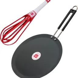 LAZYwindow Induction Base Flat Iron Dosa Tawa And Foldable Plastic Whisker Tawa 24 cm diameter-image-3