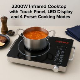 2200W Infrared Hot Plate with Touch Control Crystal Glass Top 4 Preset Function Electric Cooking Heater-image-26