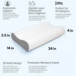 credicus Cervical Contour Memory Foam Pillow + Anti-Snoring + Stomached + Side Sleepers Memory Foam Solid Orthopaedic Pillow Pack of 1 image 4