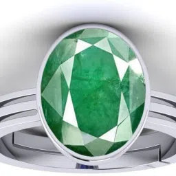 11.25 Ratti Emerald Panna Gemstone Ring A1 Quality Wiith Lab Certified Stone, Brass Emerald Brass Plated Ring-image-49