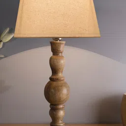Homesake Beige & Off-White Solid Contemporary Bedside Smart Lamp with Shade-52