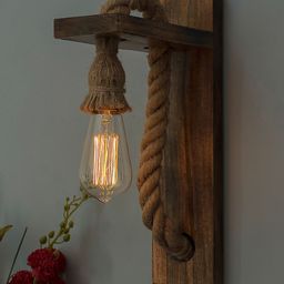 Homesake Brown & White Self Design Contemporary Smart Wall Rope Lamp-6