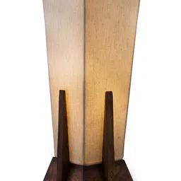 Homesake Brown & Off-White Solid Contemporary Column Bedside Smart Lamp with Shade image 2