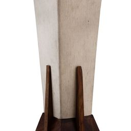 Homesake Brown & Off-White Solid Contemporary Column Bedside Smart Lamp with Shade image 3