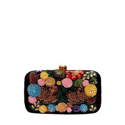 FRINGES Floral Embellished Box Clutch-image-0