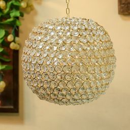 Homesake Gold-Toned & White Self Design Contemporary Smart Pendent Light-4