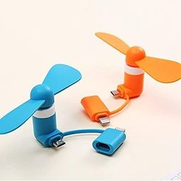 QAWACHH Mobile USB Fan 3 in 1 Orange Colour For Android-iPhone And Type c image 4