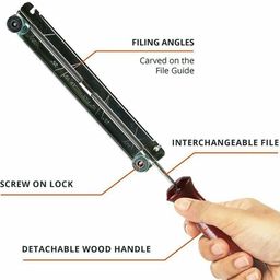 HASTHIP® Chainsaw Chain Sharpening Kit Set of 9Pcs Chainsaw Chain Repair Sharpening Round Files Kit Includes Round Files, Wooden Handle, File Guide, Flat File, Depth Gauge Tool, with Storage Bag image 3