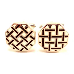 PELUCHE Gold-Toned & Brown Octagon Enamel Cufflinks-image-9