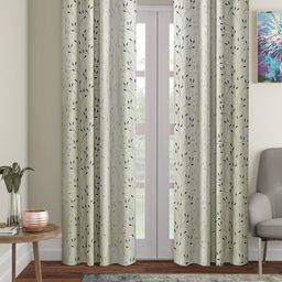 Cortina Cream-Coloured & Blue Set of 2 Door Curtains-11