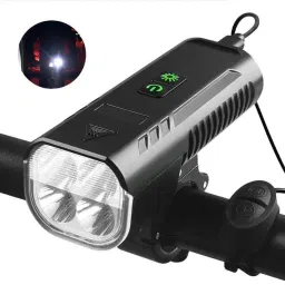 Bicycle 4*T6 LED Lamp 1000 LM 130DB Horn 4400 mAh Battery, USB Output Charge NEW LED Front Light-image-49