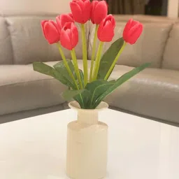 fourwalls Pink Fabric Tulip Flower Bunch Artificial Flowers-picture-14